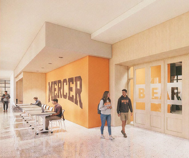 Student center interior hallway
